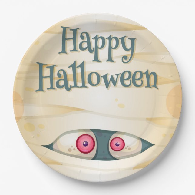 Prato De Papel Folha de Tema do Halloween (Frente)