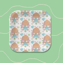 Prato De Papel Folha, Flores e Corações