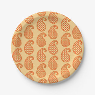 Prato De Papel Folha, mandarina e laranja pastel