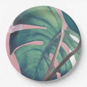 Prato De Papel Folha verde de Monstera