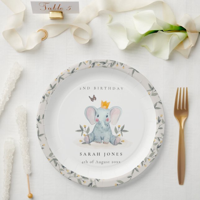 Prato De Papel Folhagem de Elefantes da Madeira a Qualquer Aniver (Casamento)