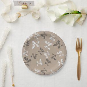 Prato De Papel Folhagem de outono deixa o padrão marrom