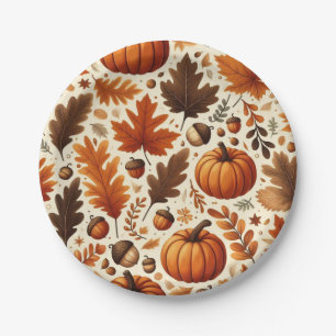 Prato De Papel Folhas/abóboras/boletas clássicas do outono