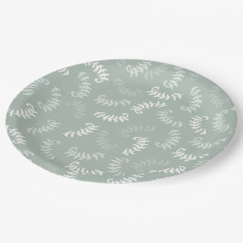 Prato De Papel Folhas Botânicas Verde Teal
