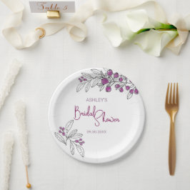 Prato De Papel Folhas de Berries Roxos de Chá de panela mínimo