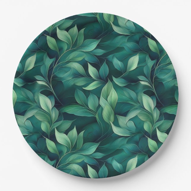 Prato De Papel Folhas de Eucalipto Verde (Frente)