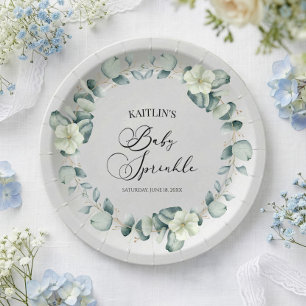 Prato De Papel Folhas de Eucalipto Verde Botânico Sprinkle de Beb