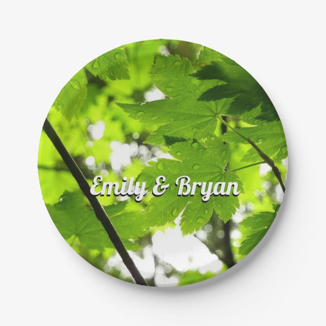 Prato De Papel Folhas de Maple com Gotas de Rainha (Frente)