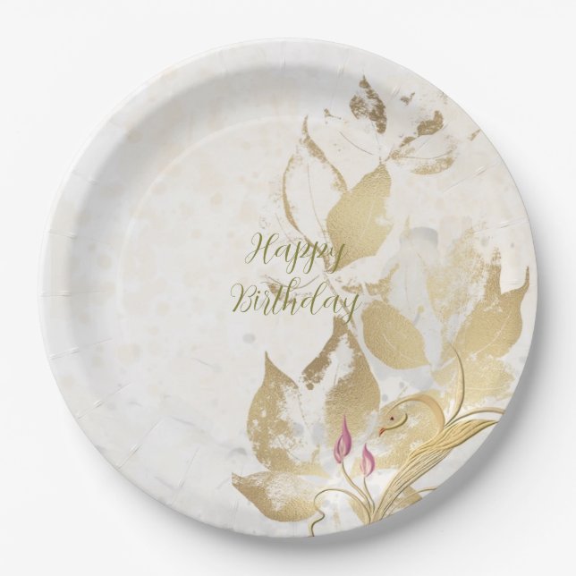 Prato De Papel Folhas de ouro e folhas de papel (Frente)