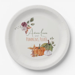 Prato De Papel Folhas de outono e Abóboras por favor Aquarela
