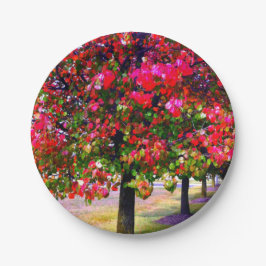 Prato De Papel Folhas de outono impressionistas rosa