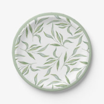 Folhas de padrão botânico em aquarela verde elegan