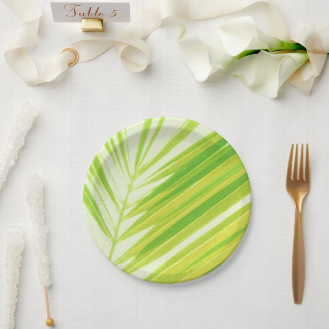 Prato De Papel Folhas de Palma de Pastel Verde-Pálidas (Casamento)
