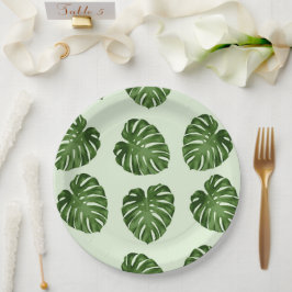 Prato De Papel Folhas de Palma, Folhas Verdes, Padrão Tropical