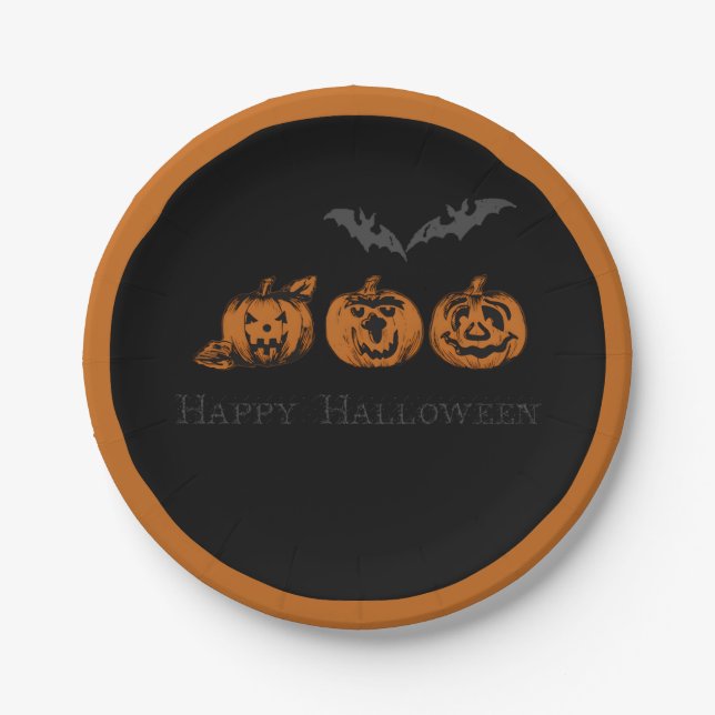 Prato De Papel Folhas de papel de outono/Halloween/bompkin (Frente)
