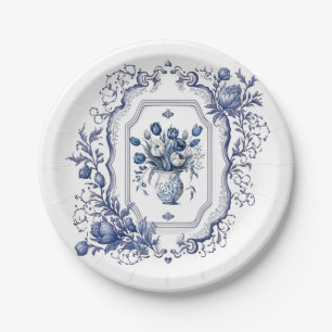 Prato De Papel Folhas de Papel Delft Blue Party Tableware Decor