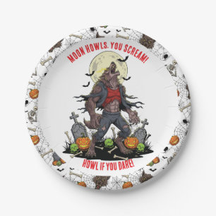 Prato De Papel 🐺 Folhas de Papel Halloween do Lobisomem 🎃 💀