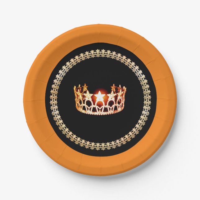 Prato De Papel Folhas de papel Red 7" estilo Miss EUA (Frente)