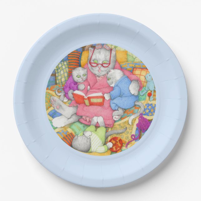 Prato De Papel Folhas de papel redondas de 9" com HISTÓRIA BEDTIM (Frente)