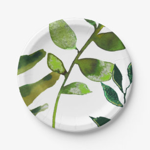 Prato De Papel Folhas de Planta Botânica Verde Glam Elegante Casa
