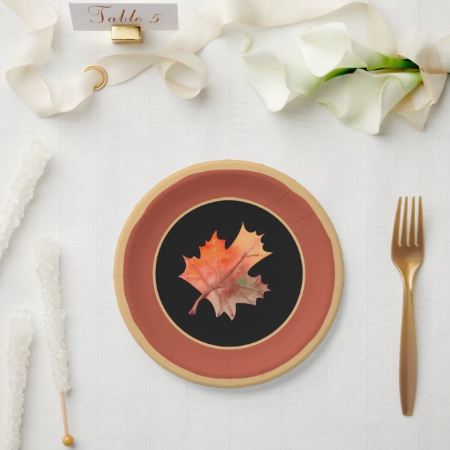 Prato De Papel Folhas do Mapeamento Botânico de Queda & Terracott (Casamento)