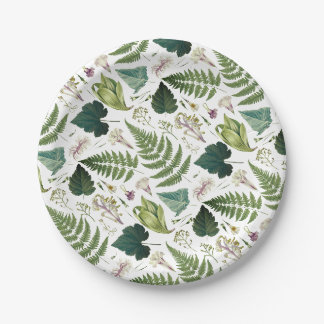 Prato De Papel Folhas e flores de primavera verde modernas e eleg