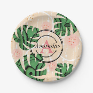Prato De Papel folhas, monstro, tropicais, palma, personalizada