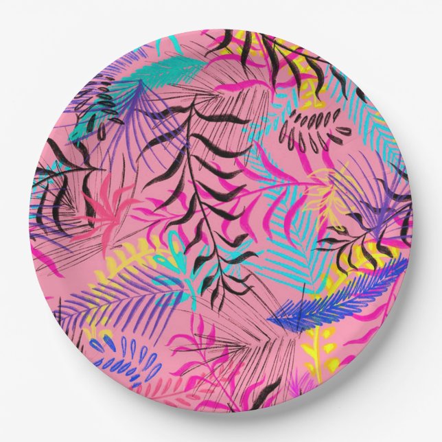 Prato De Papel Folhas tropicais (Frente)