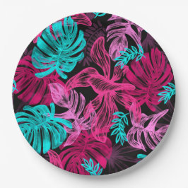Prato De Papel Folhas tropicais