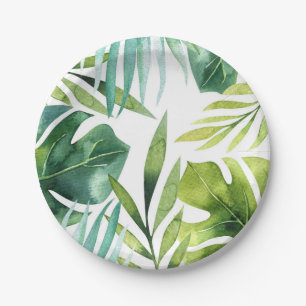 Prato De Papel Folhas Tropicais Casamento de Verão Havaiano