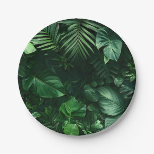 Prato De Papel Folhas Tropicais Verdes