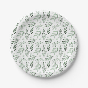 Prato De Papel Folhas verdes