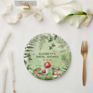 Prato De Papel Folhas Verdes Rústicas da Floresta Cogumelos Samam