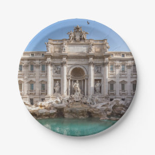 Prato De Papel Fontana de Trevi ao início da manhã - Roma, Itália