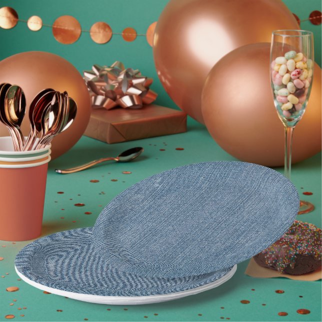 Prato De Papel Fonte de festa azul Jean Denim (Múltiplo)