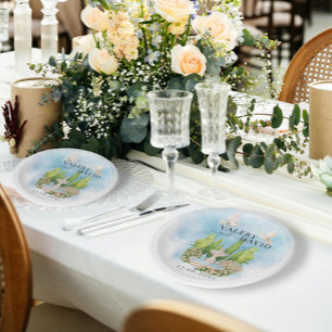 Prato De Papel Fonte Elegante   flores pombas Casamento Luxo