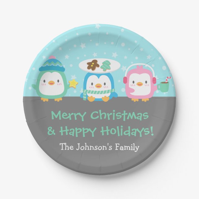 Prato De Papel Fontes bonitos do partido do Feliz Natal dos (Frente)