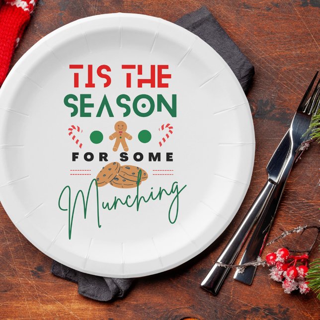 Prato De Papel Foodie De Natal É A Época A Ser Munida (Criador carregado)