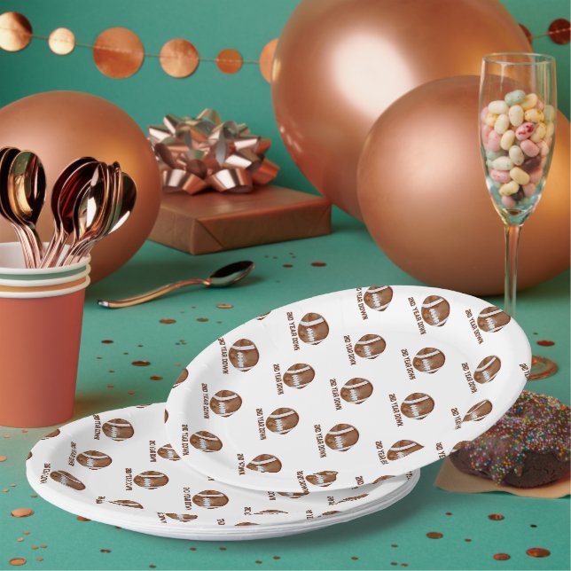 Prato De Papel Football second year down boy birthday  (Múltiplo)