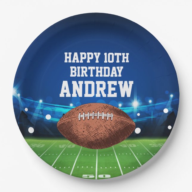 Prato De Papel Football Sports Happy Birthday Paper Plates (Frente)