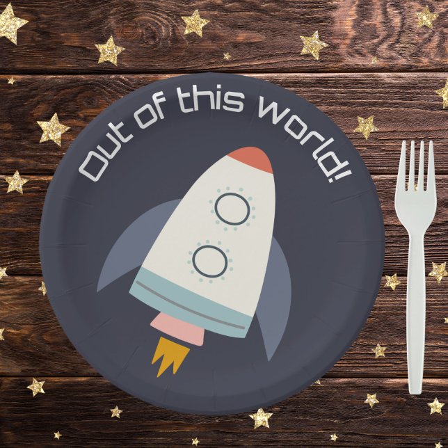 Prato De Papel Fora deste lugar do Partido Espacial Mundial (Criador carregado)