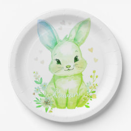 Prato De Papel Forest Animal Baby Shower Decor Green Bunny