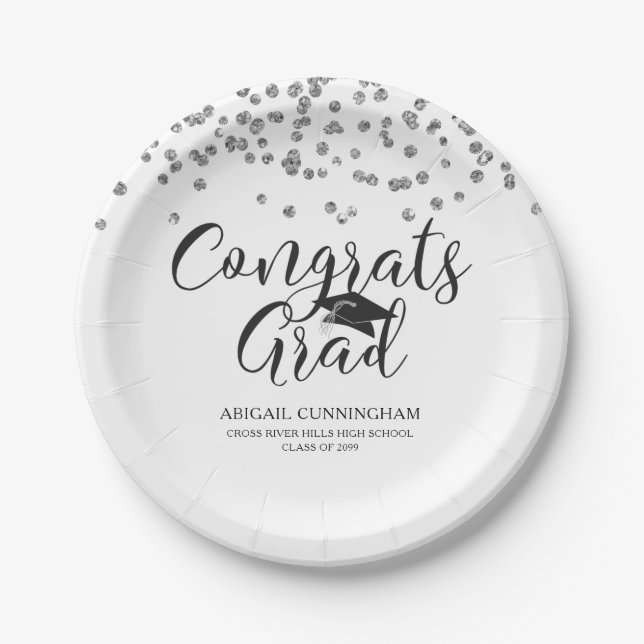 Prato De Papel Formando de FIGURAS de Script de Confetti Silver G (Frente)