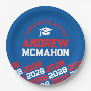 Prato De Papel Formando de Repetição de Metade Azul e Vermelho Pe