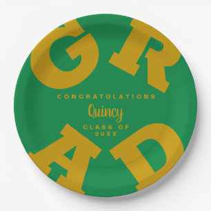 Prato De Papel Formando Negrito Personalizado Dourado na Graduaç