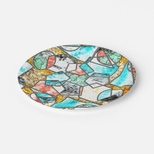 Prato De Papel Formas geométricas com texturas esbranquiçadas e