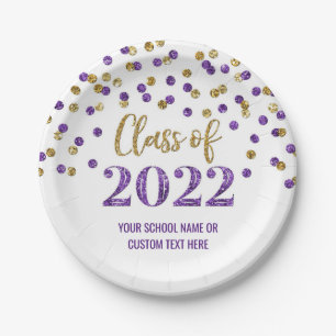 Prato De Papel Formatação de Confetti Dourada Roxo 2022