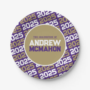 Prato De Papel Formatação Personalizada Dourada em roxo e bronze