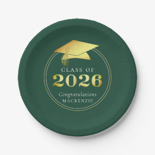 Prato De Papel Formatura 2026 Dourado Verde Metálico Falso