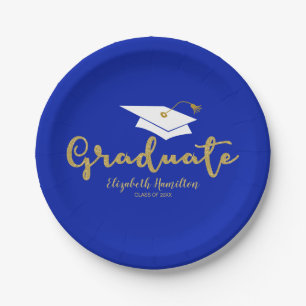 Prato De Papel Formatura Cute Dourado Brilho Caligrafia Graduação